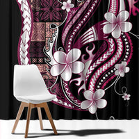 Samoa Siapo Tribal Pattern Window Curtain Violet Polynesian Plumeria Tapa Motif