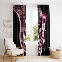 Samoa Siapo Tribal Pattern Window Curtain Violet Polynesian Plumeria Tapa Motif