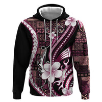 Samoa Siapo Tribal Pattern Zip Hoodie Violet Polynesian Plumeria Tapa Motif LT9 Zip Hoodie Violet - Polynesian Pride
