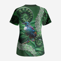Tui Bird Koru Silver Fern Aotearoa Scrub Top LT9 - Polynesian Pride