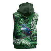 Tui Bird Koru Silver Fern Aotearoa Sleeveless Zip Hoodie