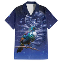 Tui Bird Matariki Galaxy Family Matching Off The Shoulder Long Sleeve Dress and Hawaiian Shirt Koru Silver Fern Aotearoa