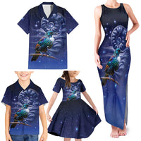 Tui Bird Matariki Galaxy Family Matching Tank Maxi Dress and Hawaiian Shirt Koru Silver Fern Aotearoa