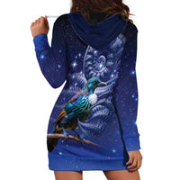 Tui Bird Matariki Galaxy Hoodie Dress Koru Silver Fern Aotearoa