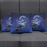 Tui Bird Matariki Galaxy Pillow Cover Koru Silver Fern Aotearoa