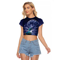 Tui Bird Matariki Galaxy Raglan Cropped T Shirt Koru Silver Fern Aotearoa