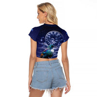 Tui Bird Matariki Galaxy Raglan Cropped T Shirt Koru Silver Fern Aotearoa