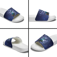 Tui Bird Matariki Galaxy Slide Sandals Koru Silver Fern Aotearoa LT9 - Polynesian Pride