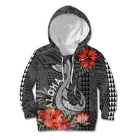 Hawaii Fish Hook Kid Hoodie Polynesian Vintage Vibes LT9 Black - Polynesian Pride
