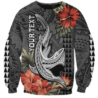 Personalised Hawaii Shark Tattoo Sweatshirt Polynesian Vintage Vibes LT9 Unisex Black - Polynesian Pride