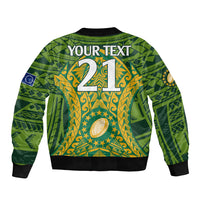 Personalised Cook Islands Rugby Bomber Jacket Kukis Athletic Style LT9 - Polynesian Pride