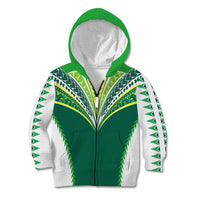 Polynesian Pride Cook Islands Rugby Kid Hoodie No1 LT9 Zip Hoodie Green - Polynesian Pride