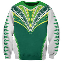 Personalised Polynesian Pride Cook Islands Rugby Sweatshirt No1 LT9 Unisex Green - Polynesian Pride