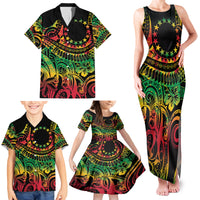Cook Islands 15 Stars Family Matching Tank Maxi Dress and Hawaiian Shirt Kuki Airani Polynesian Tribal Wave Tattoo