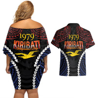 Kiribati 45th Anniversary Independence Day Couples Matching Off Shoulder Short Dress and Hawaiian Shirt Since 1979 LT9 - Polynesian Pride