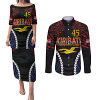 Kiribati 45th Anniversary Independence Day Couples Matching Puletasi and Long Sleeve Button Shirt Since 1979 LT9 Black - Polynesian Pride