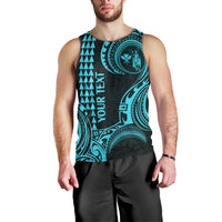 Custom King Kamehameha Day Hawaii Men Tank Top Paradise of the Pacific Tribal Kakau - Aqua LT9 - Polynesian Pride