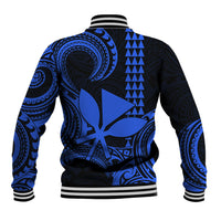 Custom King Kamehameha Day Hawaii Baseball Jacket Paradise of the Pacific Tribal Kakau - Blue LT9 - Polynesian Pride