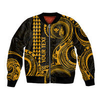 Custom King Kamehameha Day Hawaii Bomber Jacket Paradise of the Pacific Tribal Kakau - Gold LT9 Unisex Gold - Polynesian Pride