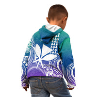 Custom King Kamehameha Day Hawaii Kid Hoodie Paradise of the Pacific Tribal Kakau - Gradient LT9 - Polynesian Pride