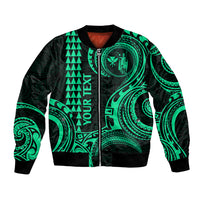 Custom King Kamehameha Day Hawaii Bomber Jacket Paradise of the Pacific Tribal Kakau - Green LT9 Unisex Green - Polynesian Pride
