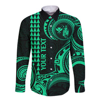 Custom King Kamehameha Day Hawaii Long Sleeve Button Shirt Paradise of the Pacific Tribal Kakau - Green LT9 Unisex Green - Polynesian Pride