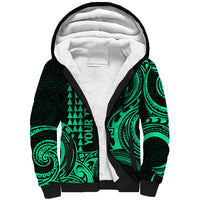 Custom King Kamehameha Day Hawaii Sherpa Hoodie Paradise of the Pacific Tribal Kakau - Green LT9 Unisex Green - Polynesian Pride