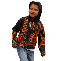 Custom King Kamehameha Day Hawaii Kid Hoodie Paradise of the Pacific Tribal Kakau - Orange LT9 - Polynesian Pride