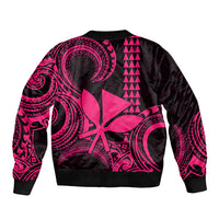 Custom King Kamehameha Day Hawaii Bomber Jacket Paradise of the Pacific Tribal Kakau - Pink LT9 - Polynesian Pride