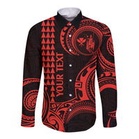 Custom King Kamehameha Day Hawaii Long Sleeve Button Shirt Paradise of the Pacific Tribal Kakau - Red LT9 Unisex Red - Polynesian Pride