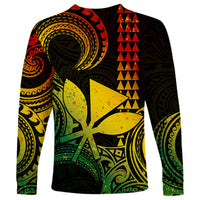 Custom King Kamehameha Day Hawaii Long Sleeve Shirt Paradise of the Pacific Tribal Kakau - Reggae LT9 - Polynesian Pride