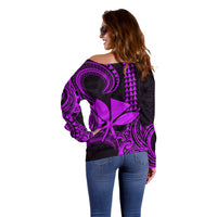 Custom King Kamehameha Day Hawaii Off Shoulder Sweater Paradise of the Pacific Tribal Kakau - Purple LT9 - Polynesian Pride