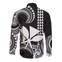 Custom King Kamehameha Day Hawaii Long Sleeve Button Shirt Paradise of the Pacific Tribal Kakau - White LT9 - Polynesian Pride