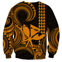 King Kamehameha Day Hawaii Sweatshirt Paradise of the Pacific Tribal Kakau with Kanaka Maoli - Gold LT9 - Polynesian Pride