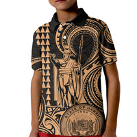 King Kamehameha Day Hawaii Kid Polo Shirt Paradise of the Pacific Tribal Kakau with Kanaka Maoli - Nude LT9 Kid Nude - Polynesian Pride
