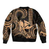 King Kamehameha Day Hawaii Sleeve Zip Bomber Jacket Paradise of the Pacific Tribal Kakau with Kanaka Maoli - Nude LT9 - Polynesian Pride