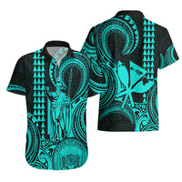 King Kamehameha Day Hawaii Hawaiian Shirt Paradise of the Pacific Tribal Kakau with Kanaka Maoli - Turquoise LT9 - Polynesian Pride
