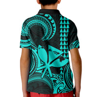 King Kamehameha Day Hawaii Kid Polo Shirt Paradise of the Pacific Tribal Kakau with Kanaka Maoli - Turquoise LT9 - Polynesian Pride