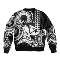 Custom King Kamehameha Day Hawaii Bomber Jacket Paradise of the Pacific Tribal Kakau with Kanaka Maoli - White LT9 - Polynesian Pride
