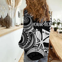 Custom King Kamehameha Day Hawaii Women Casual Shirt Paradise of the Pacific Tribal Kakau with Kanaka Maoli - White LT9 - Polynesian Pride