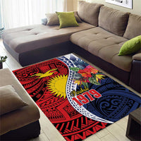 Flag of Kiribati Polynesian Pattern Area Rug Est 1979 With Tropical Flowers