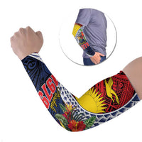 Flag of Kiribati Polynesian Pattern Arm Sleeves Est 1979 With Tropical Flowers - Polynesian Pride