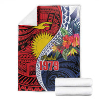 Flag of Kiribati Polynesian Pattern Blanket Est 1979 With Tropical Flowers