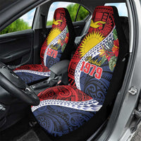 Flag of Kiribati Polynesian Pattern Car Seat Cover Est 1979 With Tropical Flowers