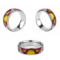 Flag of Kiribati Polynesian Pattern Classic Ring Est 1979 With Tropical Flowers - Polynesian Pride