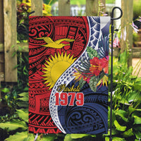 Flag of Kiribati Polynesian Pattern Garden Flag Est 1979 With Tropical Flowers