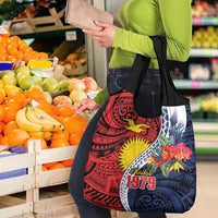 Flag of Kiribati Polynesian Pattern Grocery Bag Est 1979 With Tropical Flowers