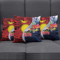 Flag of Kiribati Polynesian Pattern Pillow Cover Est 1979 With Tropical Flowers - Polynesian Pride