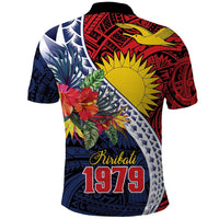 Flag of Kiribati Polynesian Pattern Polo Shirt Est 1979 With Tropical Flowers