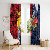Flag of Kiribati Polynesian Pattern Window Curtain Est 1979 With Tropical Flowers